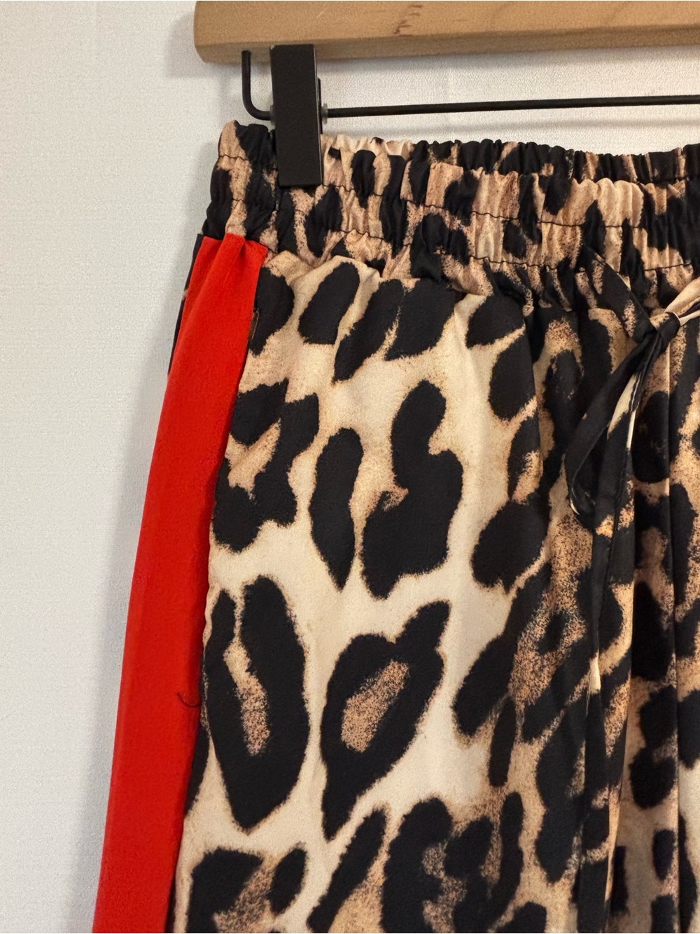 Cheetah Print and Red Stripe Wide Leg Pants Size Small - Picture 3 of 5